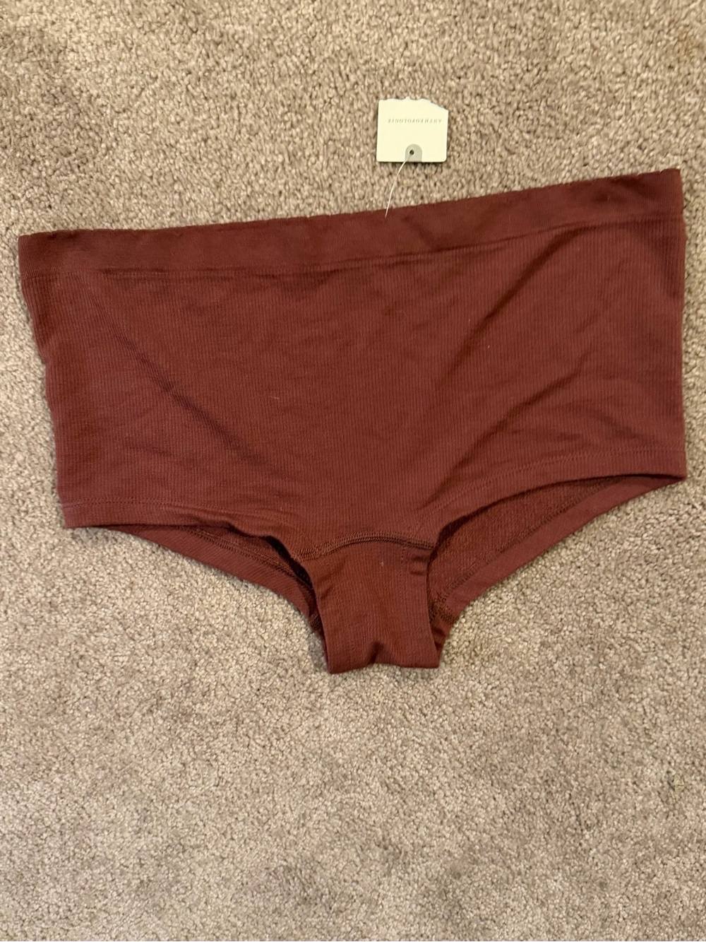 Anthropologie L/XL Cocoa Brown Seamless Ribbed Boyshort Underwear NWT